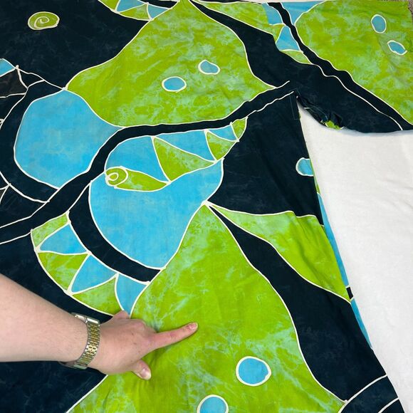 Lotus-Traders Batik Kimono 4X Colorful Abstract Art to Wear Duster Cover Up - Picture 6 of 14